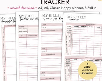 Monthly bill tracker, Income and expense tracker, Bill tracker, Bill organizer, Spending tracker, Business expense tracker, Bill planner