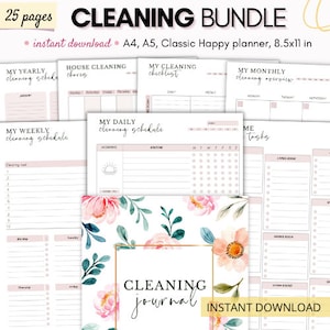 Cleaning schedule, Cleaning checklist, Weekly cleaning schedule, chore chart, flylady planner, declutter checklist, home cleaning schedule