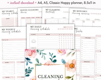 Cleaning schedule, Cleaning checklist, Weekly cleaning schedule, chore chart, flylady planner, declutter checklist, home cleaning schedule