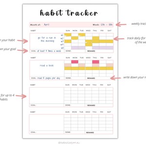 Habit tracker printable, habit tracker, cute habit tracker, habit tracker weekly, daily habit tracker, 30 day habit tracker, habit printable image 6