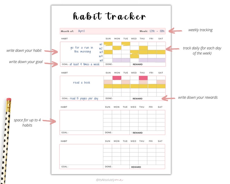 Habit tracker printable, habit tracker, cute habit tracker, habit tracker weekly, daily habit tracker, 30 day habit tracker, habit printable image 6