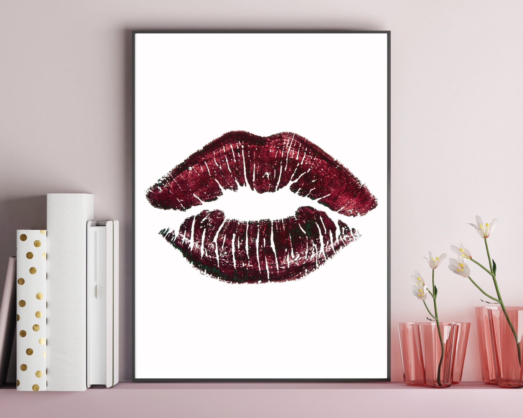 Lips Wall Art Lips Print Lips Poster Fashion Art Print Red Etsy