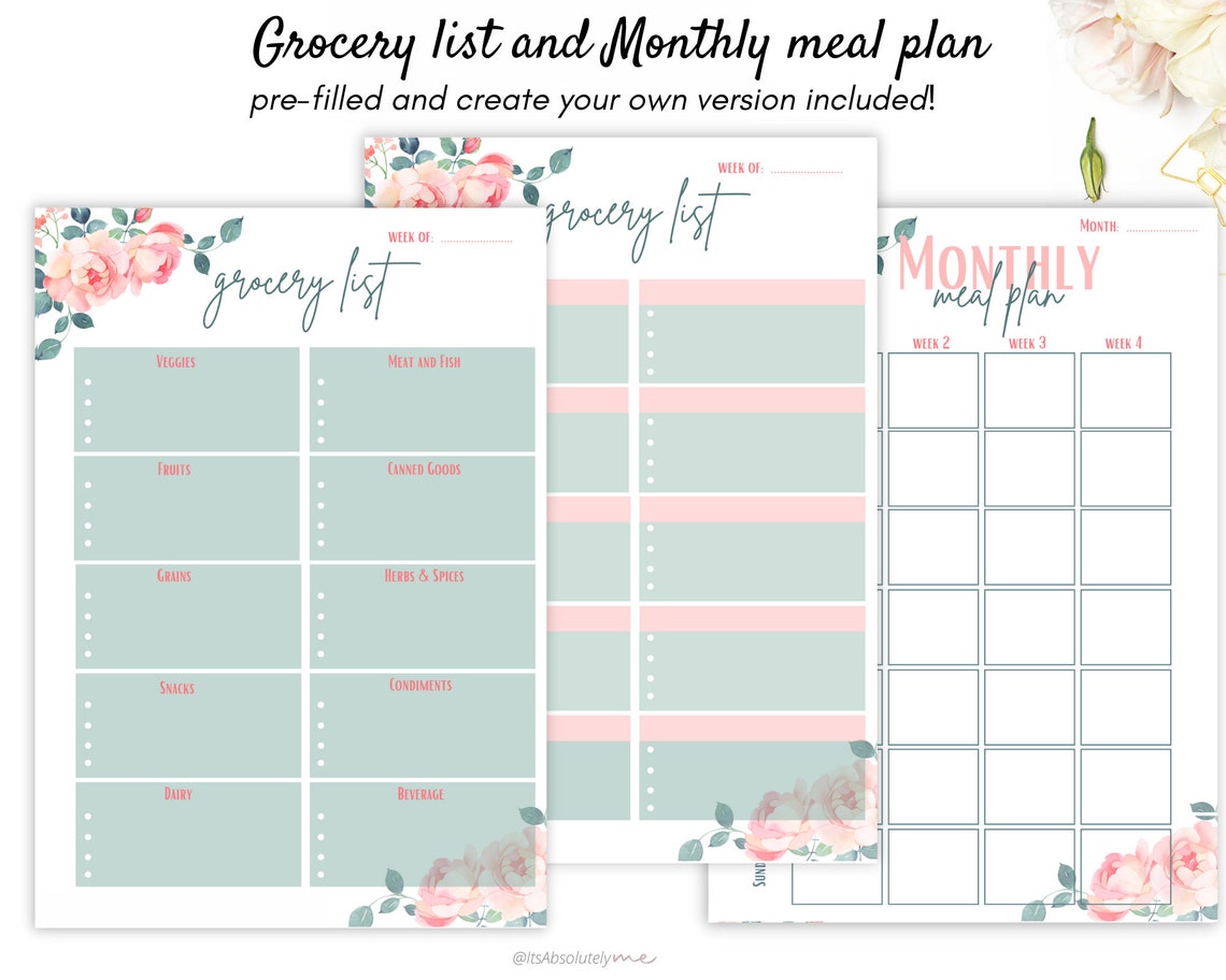 Meal Planner Printable Weekly Meal Planner for Happy Planner - Etsy