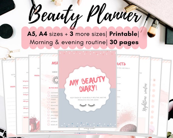 Selfcare planner, beauty planner for your skincare routine, Printable planner, A4, A5, Letter and Classic Happy Planner, Instant Download