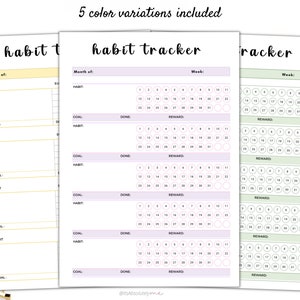 Habit tracker printable, habit tracker, cute habit tracker, habit tracker weekly, daily habit tracker, 30 day habit tracker, habit printable image 3