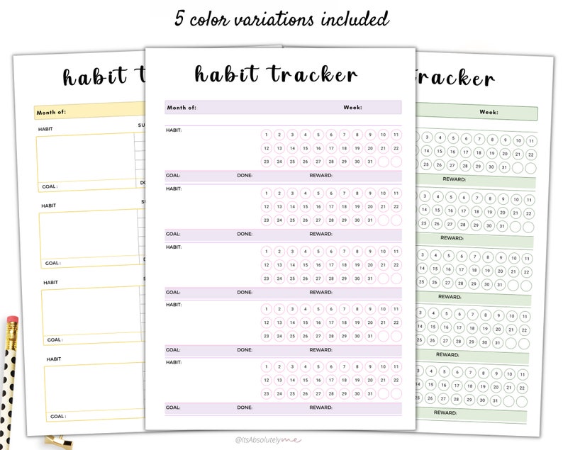 Habit tracker printable, habit tracker, cute habit tracker, habit tracker weekly, daily habit tracker, 30 day habit tracker, habit printable image 3