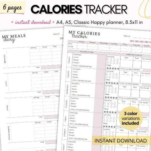 Calorie Tracker, Macro tracker, Food log, Food diary, Weight loss tracker, Diet planner, Calorie journal, Calorie chart, Food tracker
