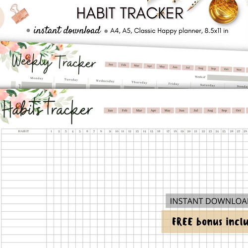 Printable Habit Tracker Daily/weekly/monthly/yearly Routine - Etsy