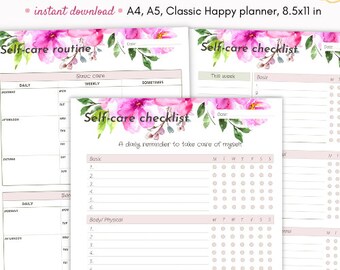 Self love journal, Self care journal, Self care planner, Printable daily self care, Self care checklist, Wellness journal, Skincare routine