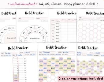 Debt tracker,Schulden-Schneeball,Schulden-Thermometer,Schulden-Zahlungs-Tracker,Schulden-Zahlungs-Planer,Haus Payoff-Tracker, 30 Seiten printable tracker