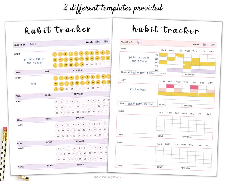 Habit tracker printable, habit tracker, cute habit tracker, habit tracker weekly, daily habit tracker, 30 day habit tracker, habit printable image 2