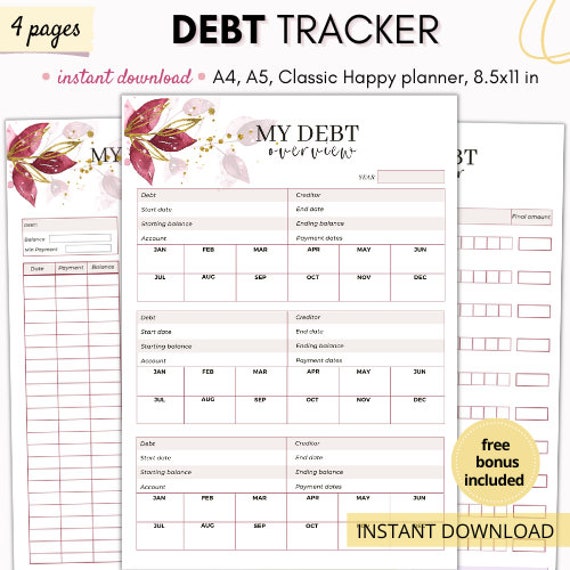 Debt tracker, debt snowball, debt payment tracker, snowball debt printable, debt snowball tracker printable, debt payoff, debt printable