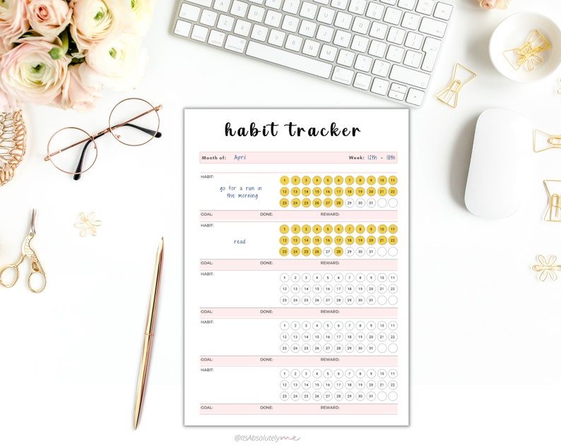 Habit tracker printable, habit tracker, cute habit tracker, habit tracker weekly, daily habit tracker, 30 day habit tracker, habit printable image 7