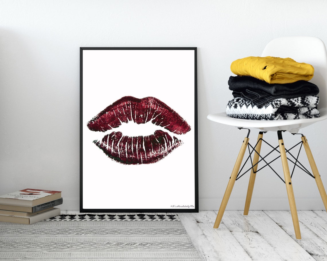 Lips Wall Art Lips Print Lips Poster Fashion Art Print Red Etsy