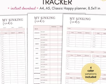 Sinking funds tracker printable, Sinking funds tracker, Sinking funds printable, Savings tracker, Savings template, Savings binder