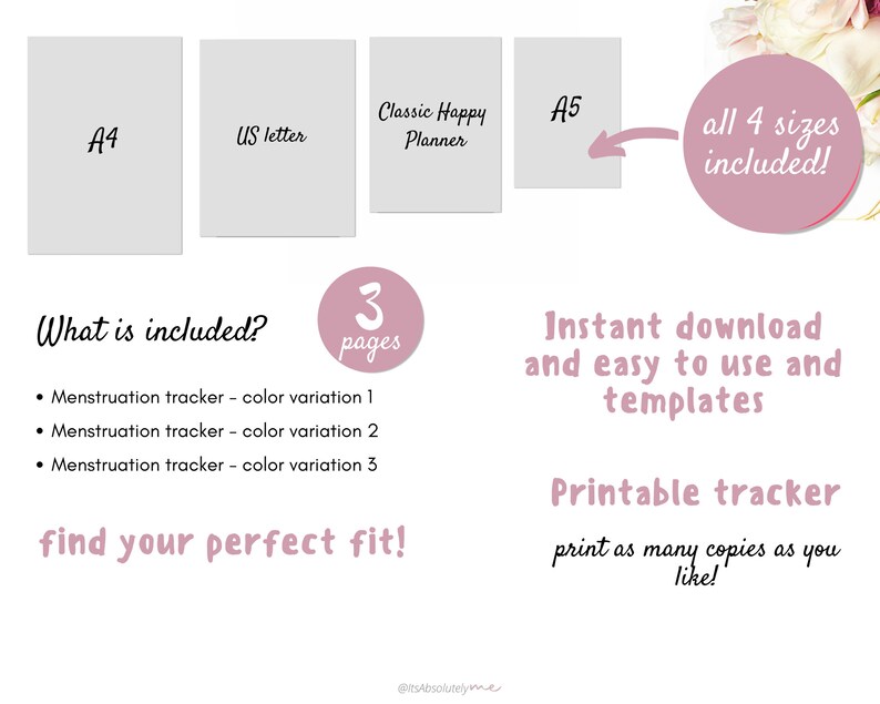 Period tracker, period tracker printable, menstrual tracker, period log, cycle tracker, period tracker, menstrual log, fertility tracker image 5