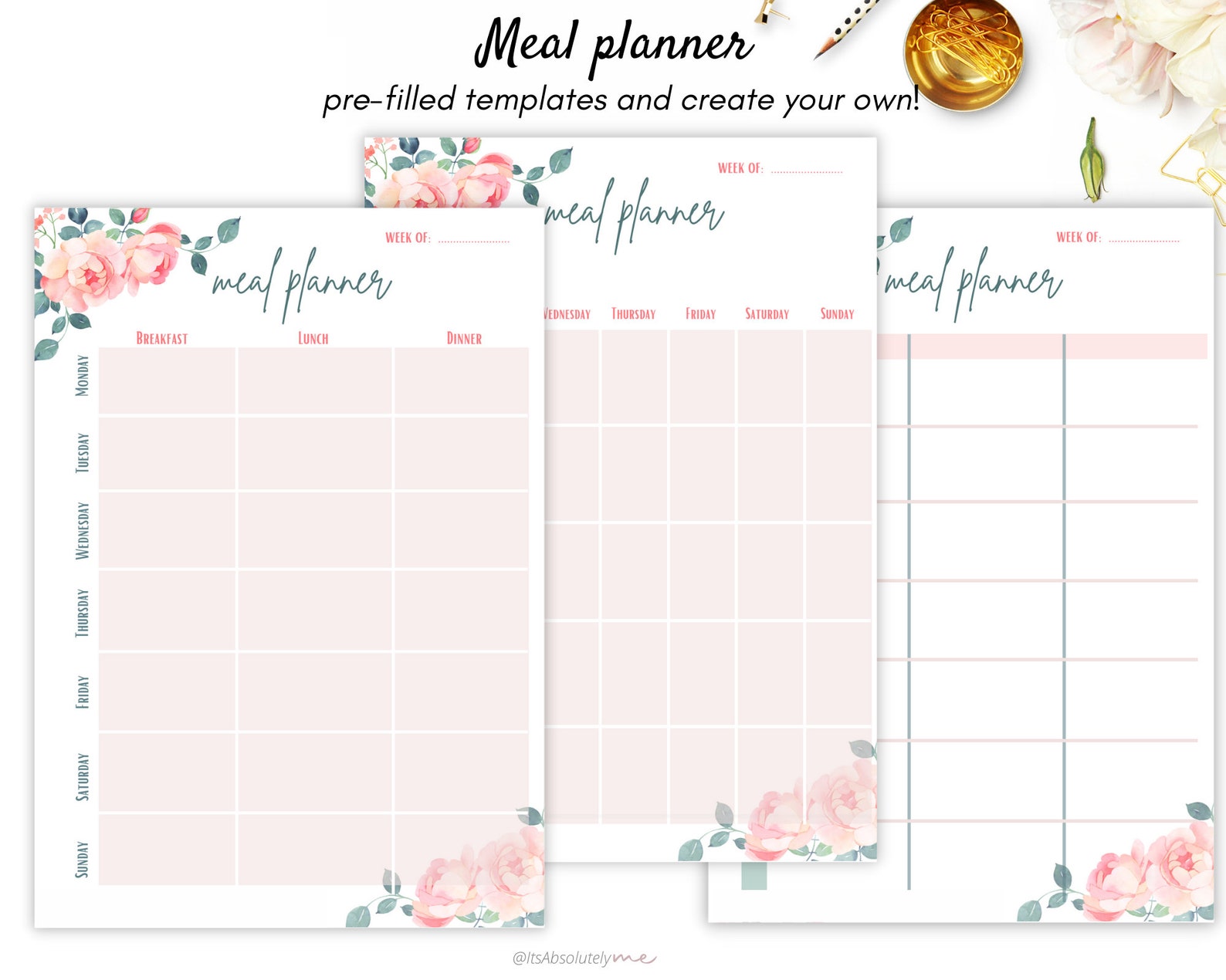 Meal Planner Printable Weekly Meal Planner for Happy Planner - Etsy