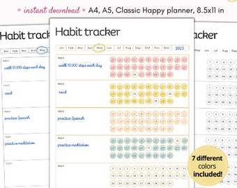 Daily Habit Tracker Printable, Habit Tracker Printable, Habit Tracker Template, Routine Tracker, Goal Tracker, Instant Download, 7 Templates