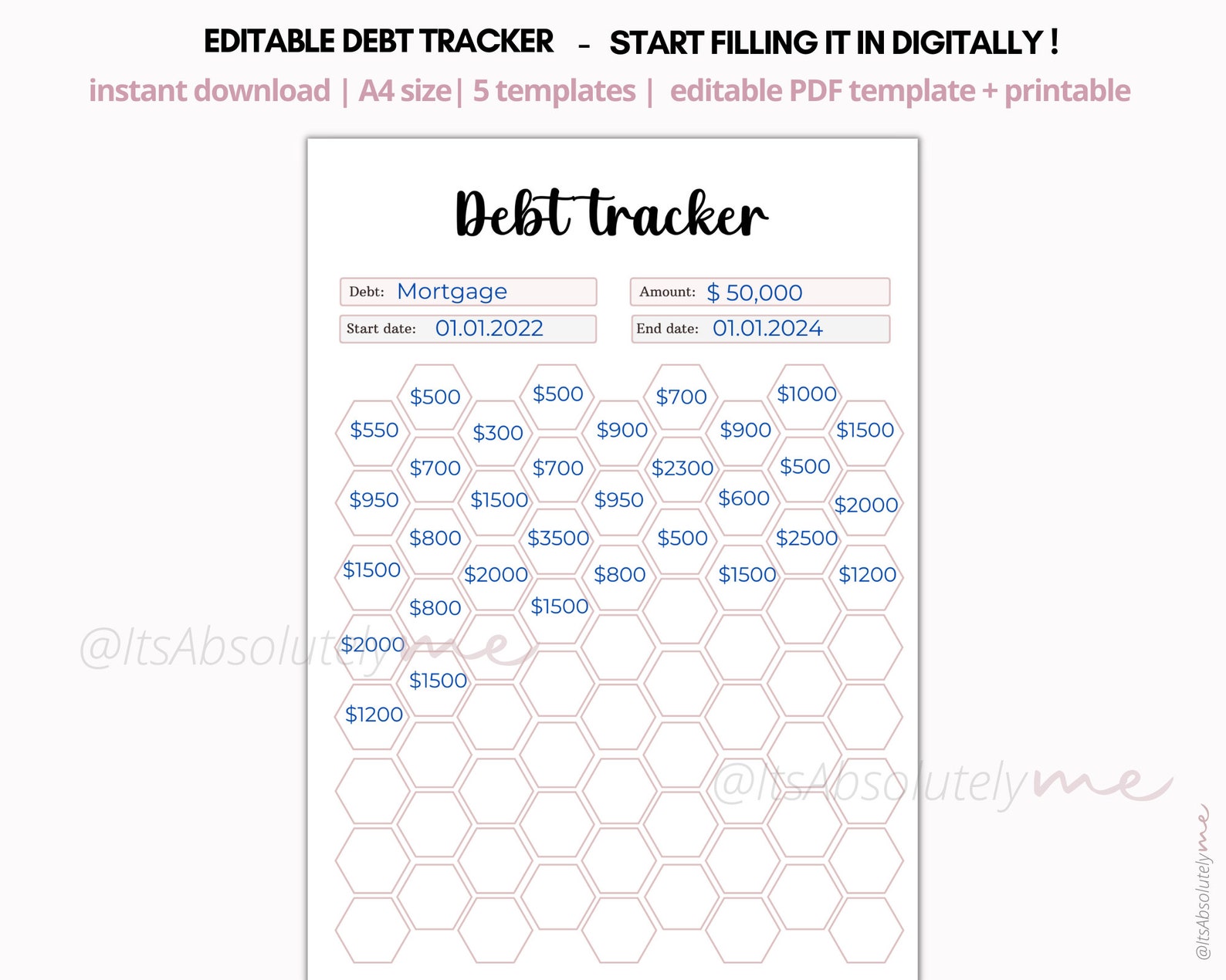 Editable Debt Tracker, Debt Snowball, Debt Thermometer, Debt Payoff ...