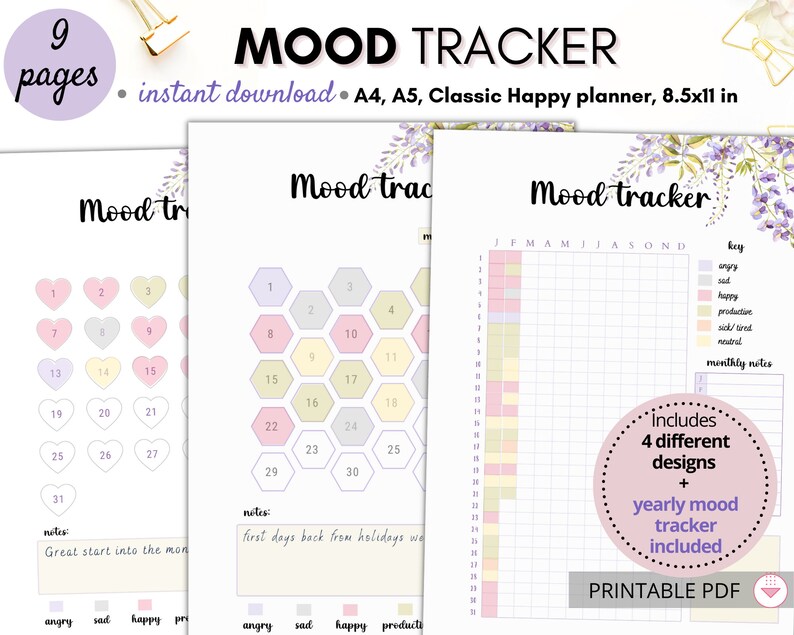 Mood Tracker Mood Journal Monthly Mood Tracker Emotions Etsy Mood Tracker Mood Journal Monthly Mood Tracker Emotions Etsy