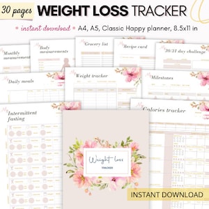 Weight loss journal, Weight loss tracker, Weight loss tracker printable, Weight watchers, Self love journal, Water tracker, Diet planner