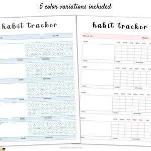 Habit tracker printable, habit tracker, cute habit tracker, habit tracker weekly, daily habit tracker, 30 day habit tracker, habit printable image 4