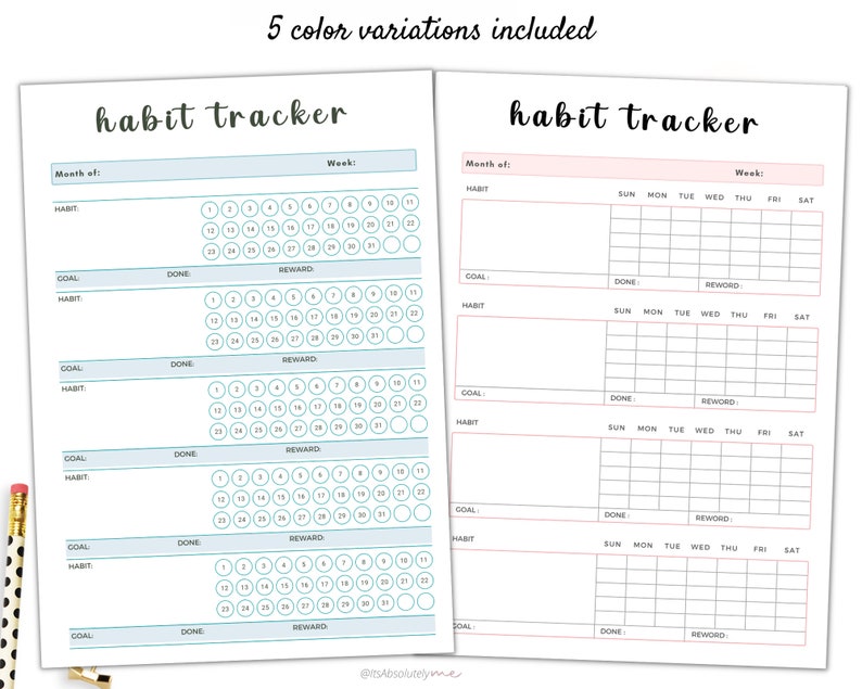 Habit tracker printable, habit tracker, cute habit tracker, habit tracker weekly, daily habit tracker, 30 day habit tracker, habit printable image 4