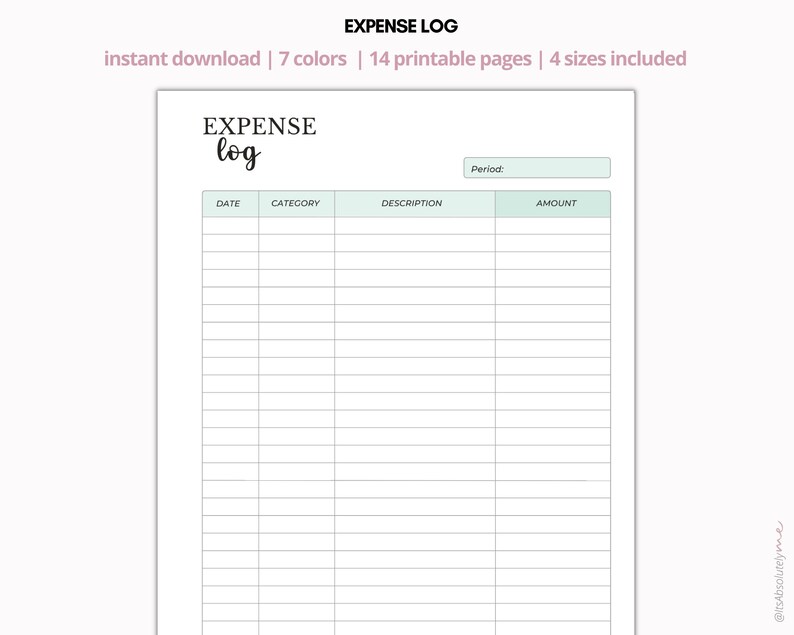 Expense Tracker, Expense Tracker Printable, Monthly Expense Tracker ...