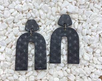 Statement Earrings, Black Earrings, Arch, Polymer Earrings, Clay Jewelry, Gift for Her, Black, Clay Earrings Handmade, Polymer Clay Jewelry