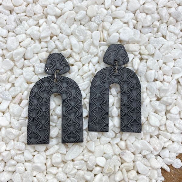 Statement Earrings, Black Earrings, Arch, Polymer Earrings, Clay Jewelry, Gift for Her, Black, Clay Earrings Handmade, Polymer Clay Jewelry