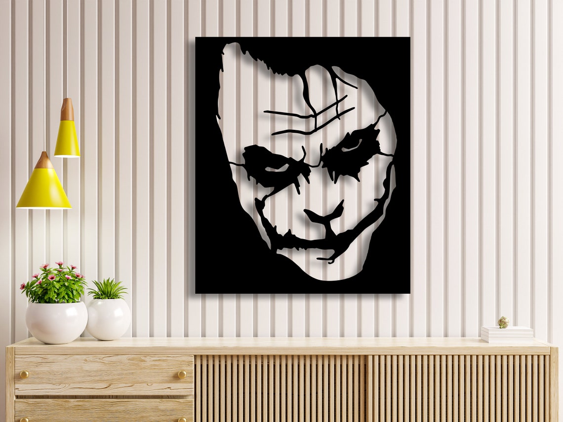 Joker Wood Wall Art Wooden Joker Wall Decor Wood Decor Etsy