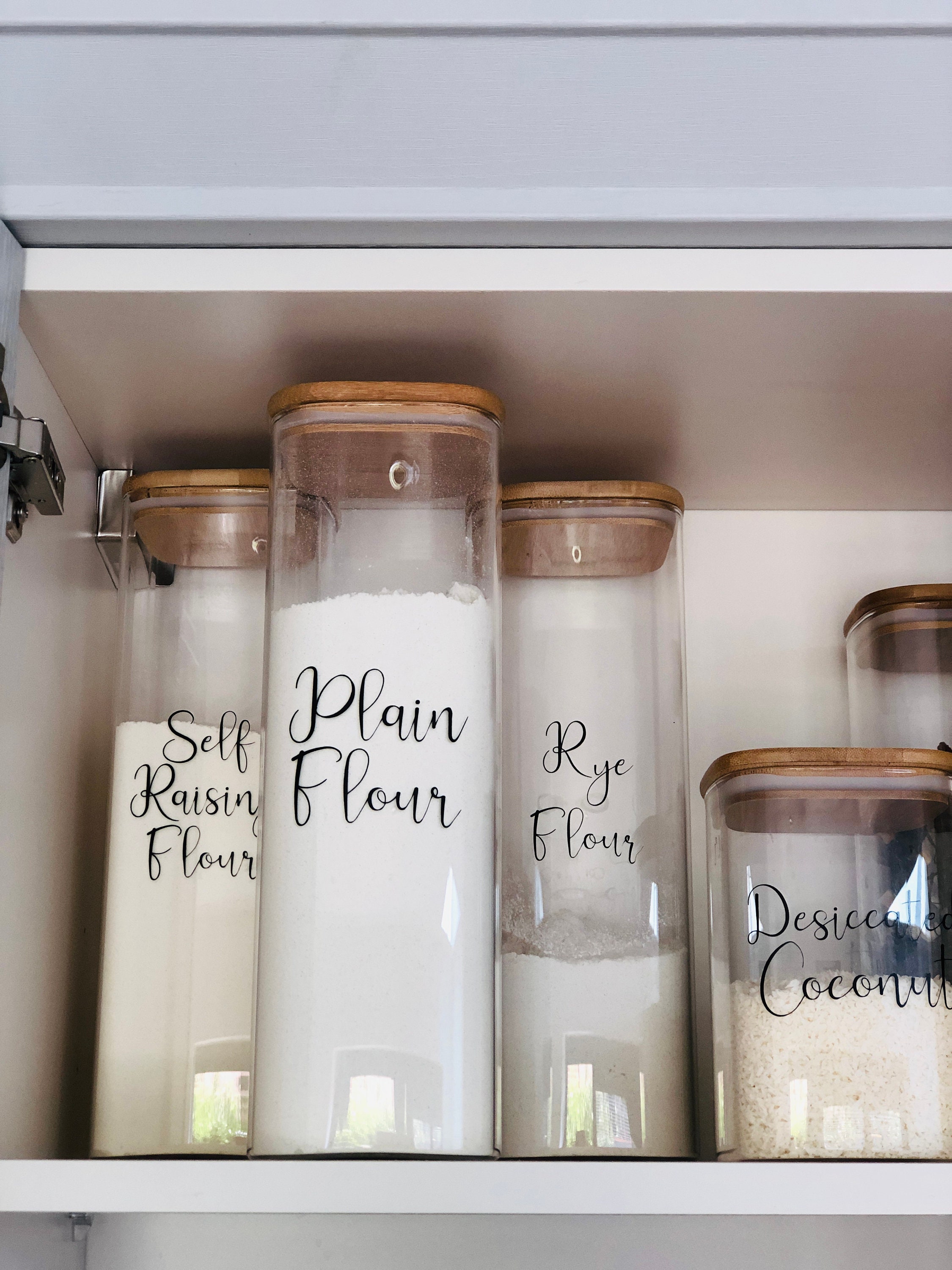 Personalised custom square glass jars with bamboo wood lids Etsy