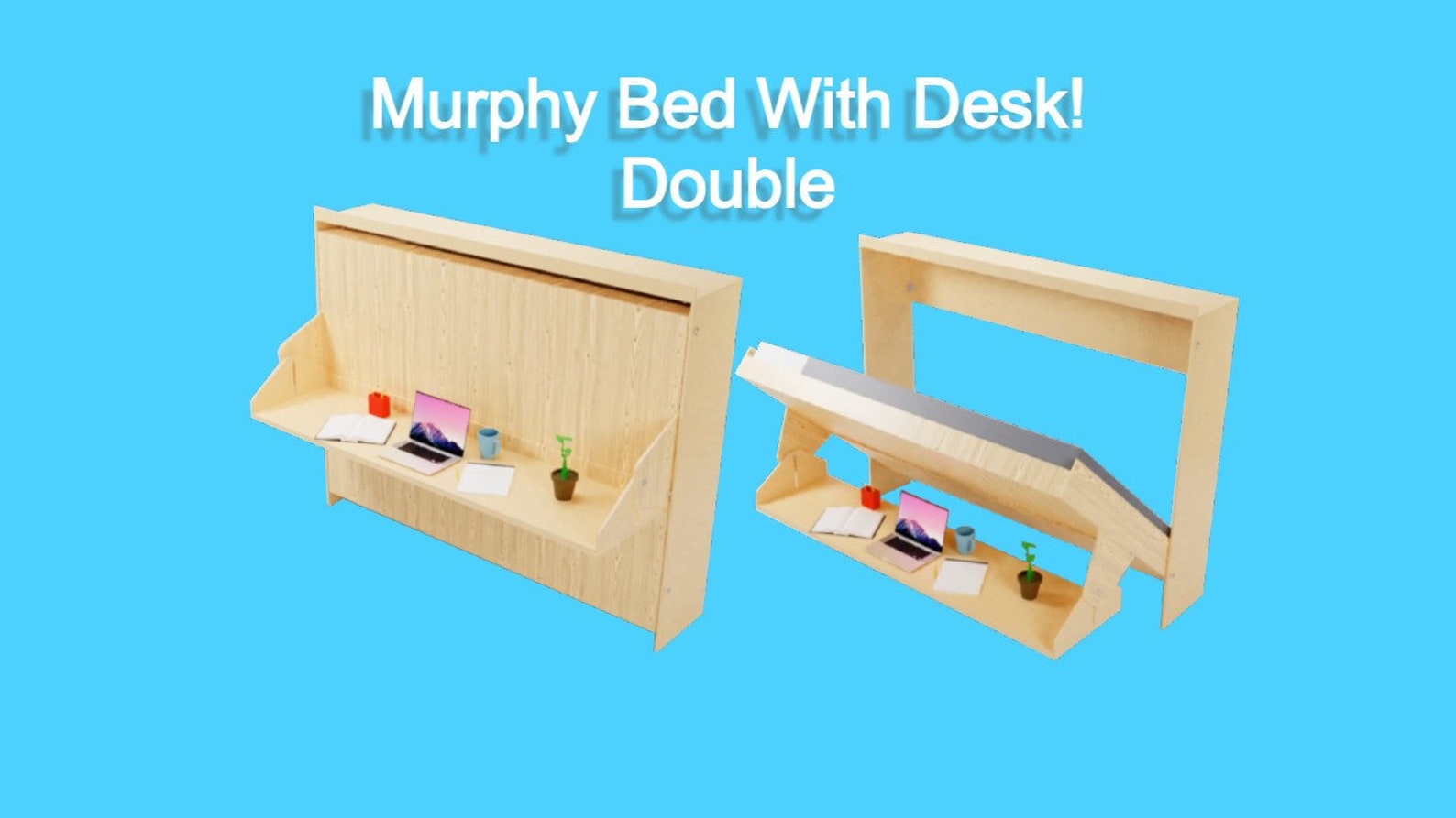 Murphy Bed With Desk Plans inches and Metric Etsy