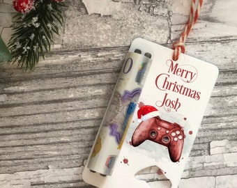 Personalised Gaming Christmas Money Holder  | Money Gaming Tree Decoration | Money Wallet Gaming Enthusiast | Unisex Gaming Gift