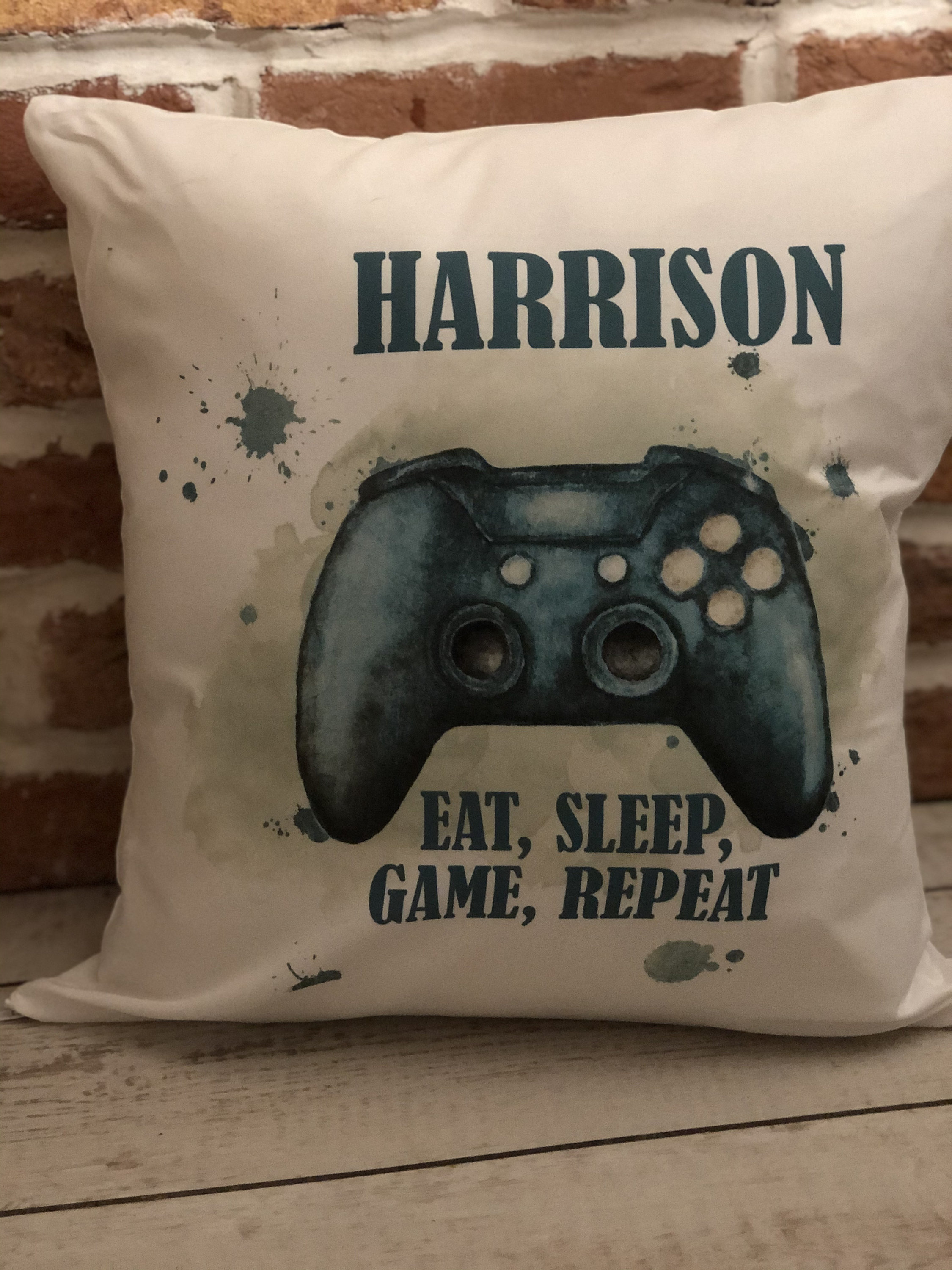 Personalised Gaming Cushion Eat Game Sleep Repeat Cushion Etsy UK