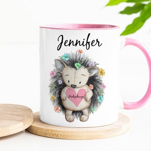 Personalised Hedgehog Mug  | Hedgehug Mug | Hug in a Mug | Yellow Blue Pink Hedgehog Mug | Gift for Her