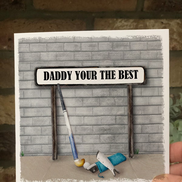 Personalised Hockey Theme Card | Hockey Team Scarf Colours Card  | Father's Day, Birthday, Retirement Hockey Theme Card | Street Sign