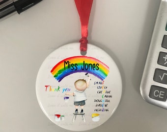 Personalised Teacher's Gift | Personalised Painted Rainbow | Teacher Present | Leavers Gift