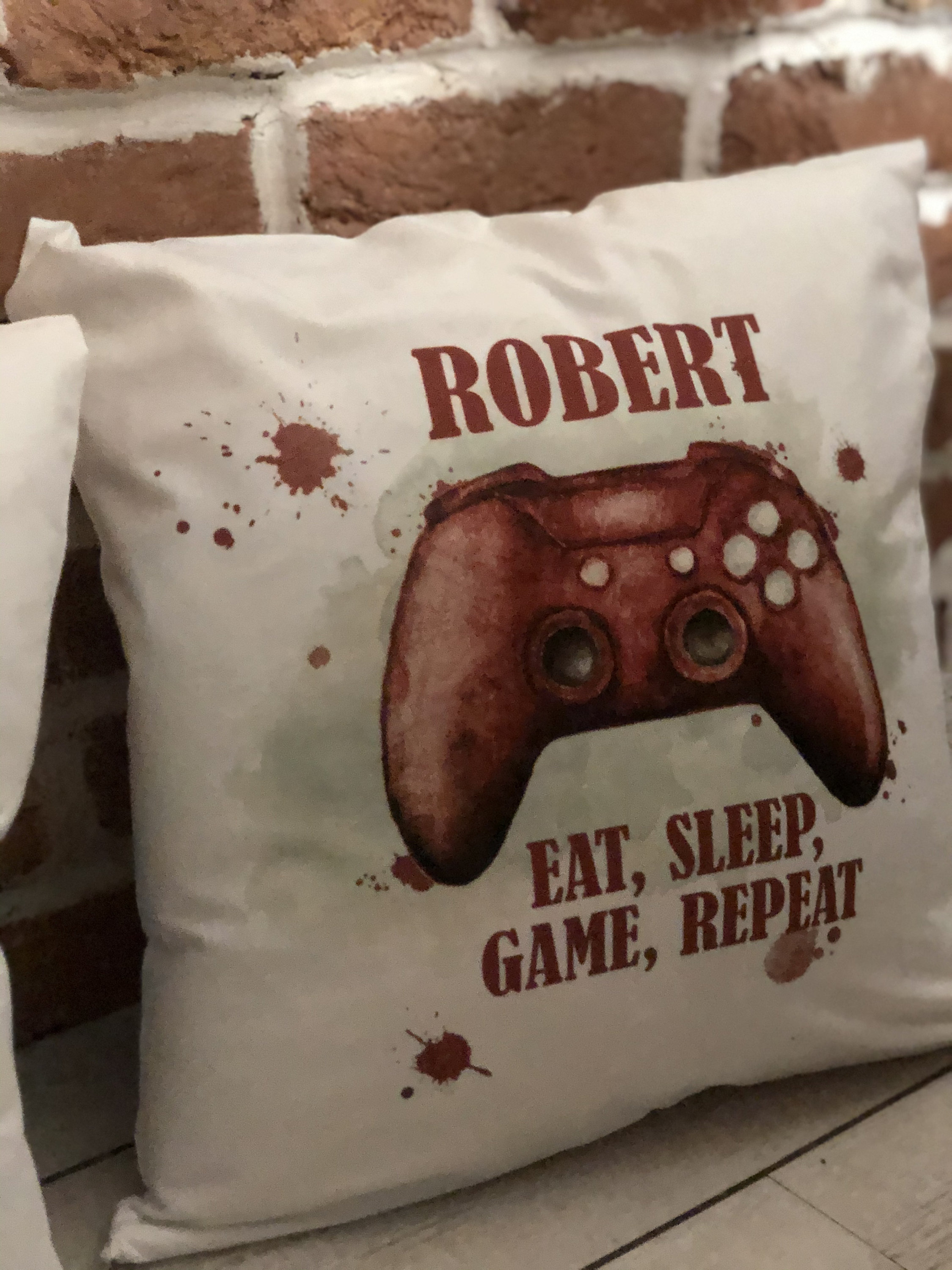 Personalised Gaming Cushion Eat Game Sleep Repeat Cushion Etsy UK