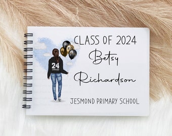 Personalised School Leavers Note Book | Class of 2024 Note Book | Y6 Leavers Gift | Primary Black  Leavers Hoodie  | Autograph Book |