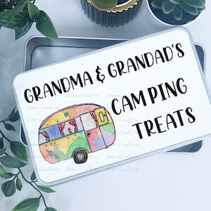 Personalised Sweetie Tin, Camping Goodie Tin, Treat Tin, Caravan Motorhome Tin, Grandma, Gran, Nanny Tin, Mother's Day Gift, Car Sweet Tin