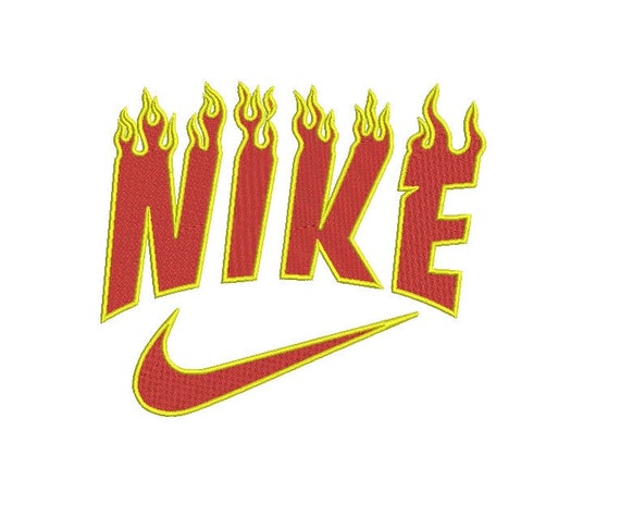 Swoosh Swash Nike Fire Flame Logo Embroidery Design Stitch Etsy