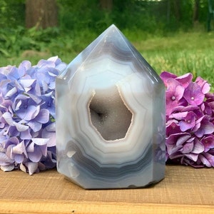 Druzy Agate Tower | Gray Agate | Crystal Tower | Statement Crystal | Crystal Healing | Crystal Decor | Druzy | Boho