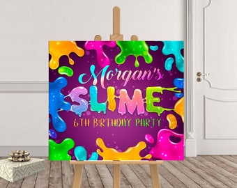 Welcome Sign ; 81000272 Slime Birthday Party Welcome Sign Colorful Birthday Banner Birthday Welcome Sign