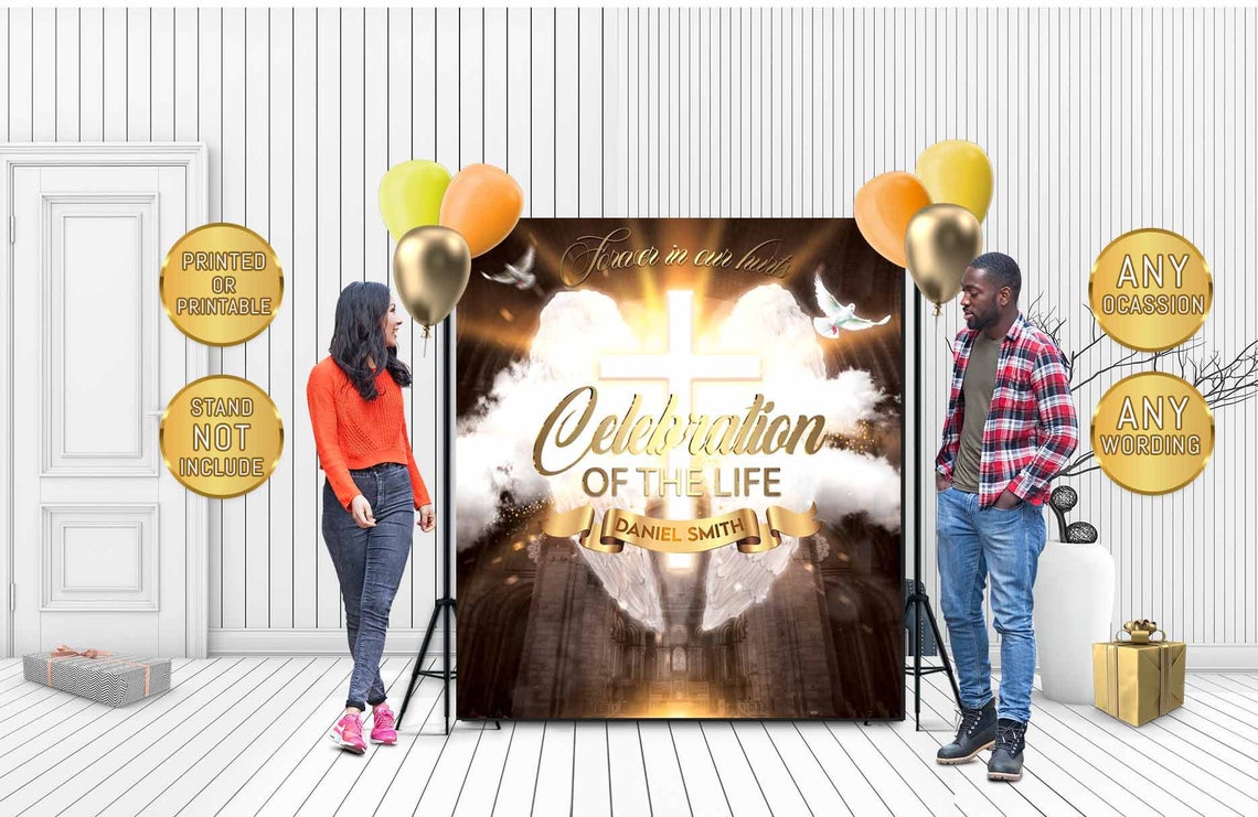 PRINTED Celebration of life Funeral backdrop Funeral Etsy