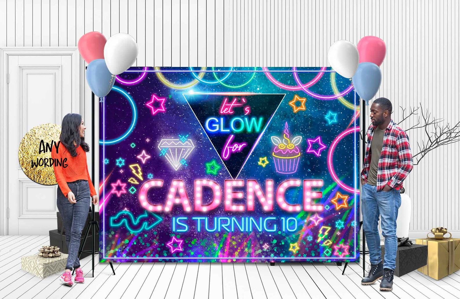 PRINTED Glow in the dark backdrop glow in the dark banner Etsy