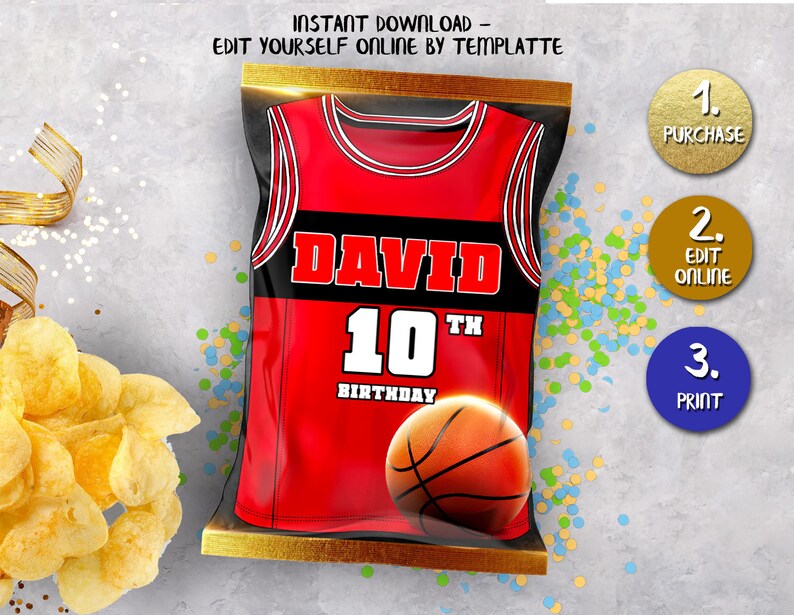 Basketball Chip Bag chip bag wrapper Basketball Chip label Etsy