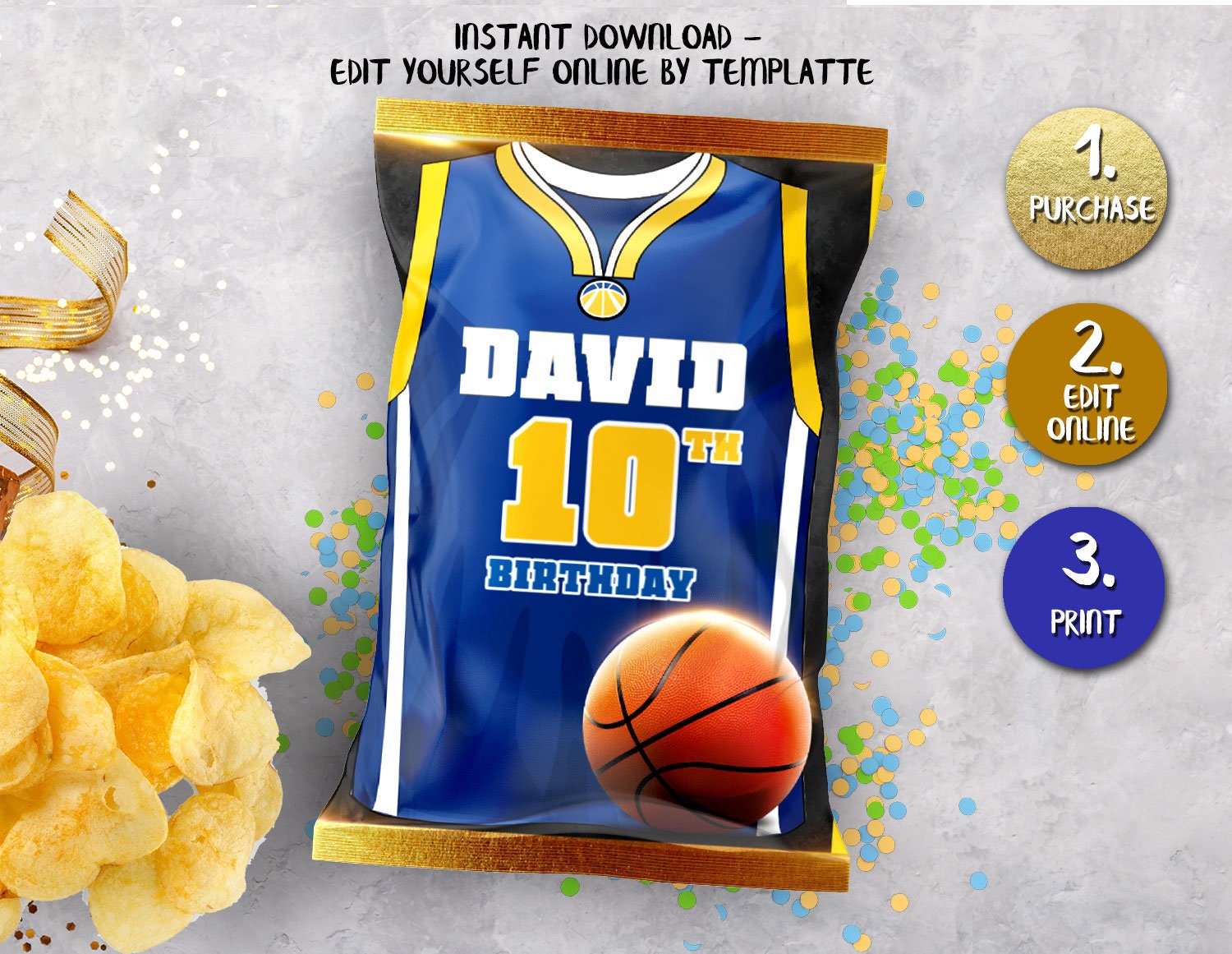 Basketball Chip Bag chip bag wrapper Basketball Chip label Etsy