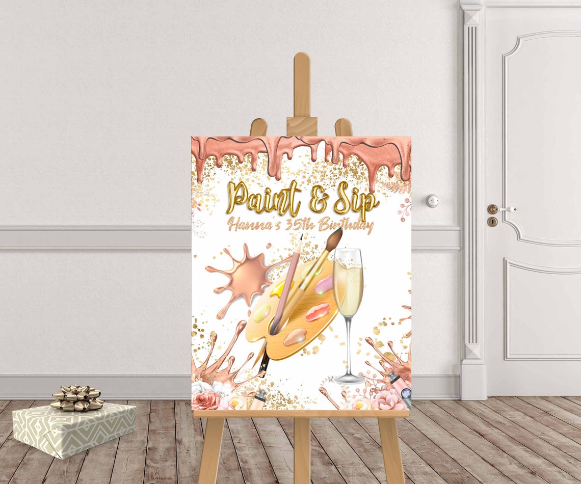 PRINTED or PRINTABLE Paint and Sip paint sign art sign Etsy