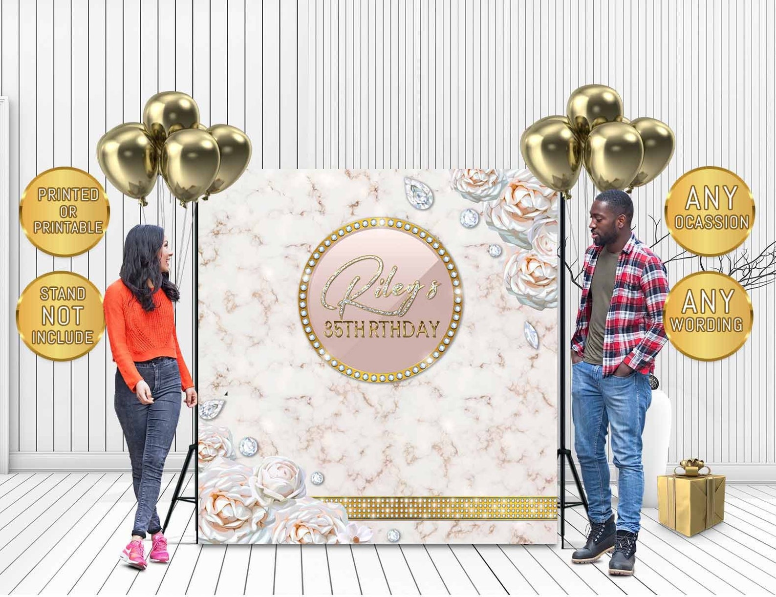 PRINTED or PRINTABLE Rose gold backdrop rose gold banner Etsy